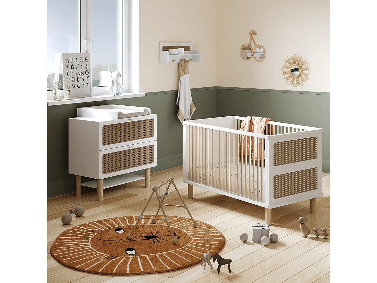 Commode bois enfant " Ochna " - 2 tiroirs - Blanc