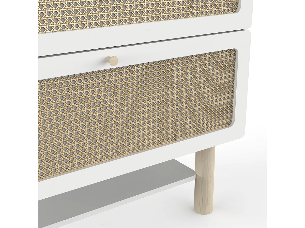 Commode bois enfant " Ochna " - 2 tiroirs - Blanc