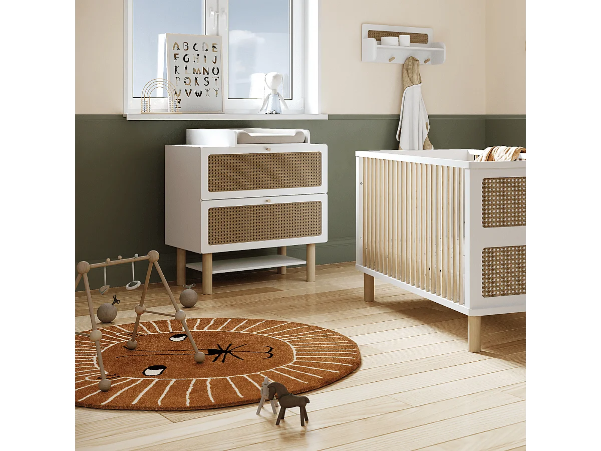 Commode bois enfant " Ochna " - 2 tiroirs - Blanc