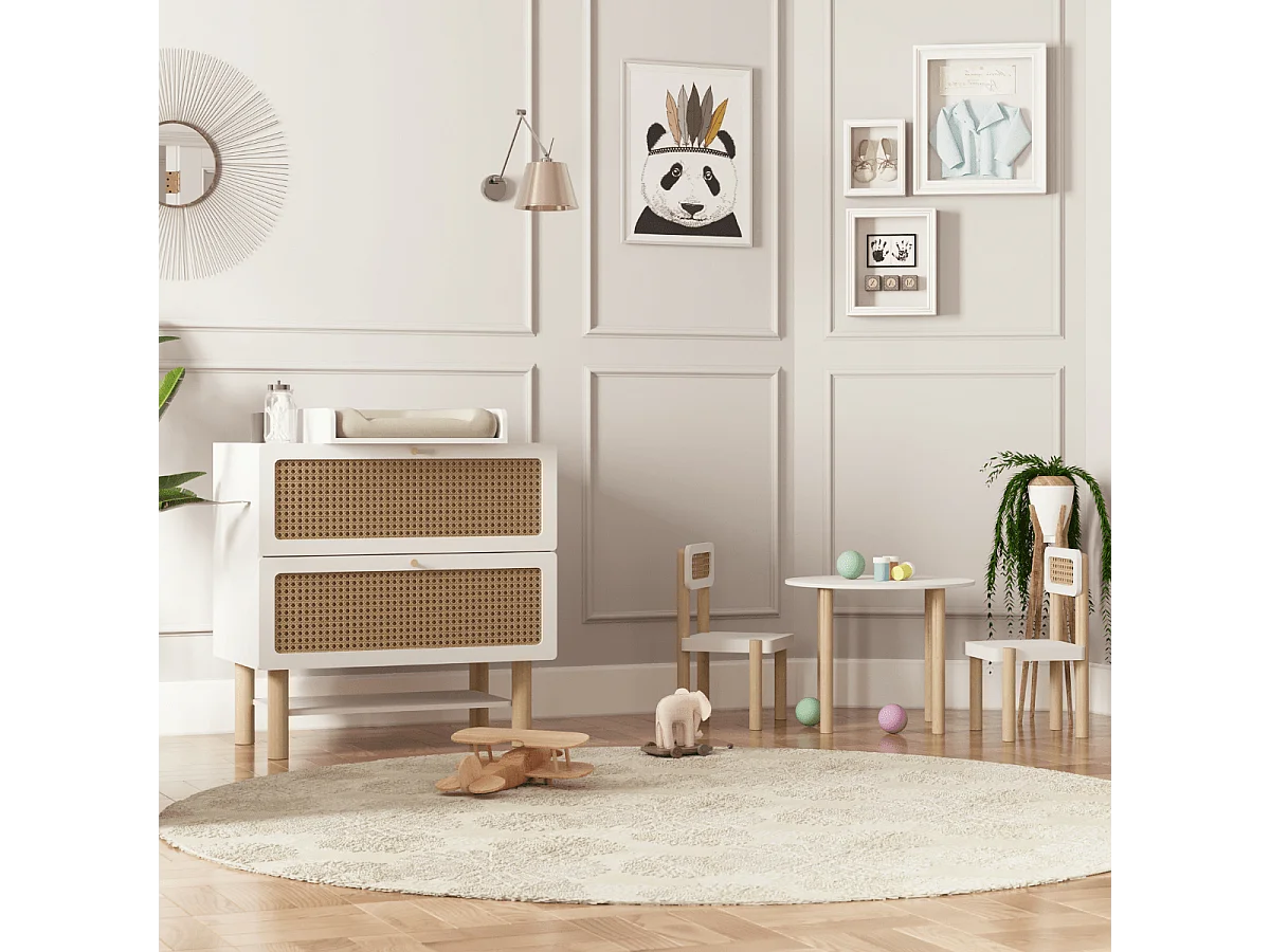 Commode bois enfant " Ochna " - 2 tiroirs - Blanc