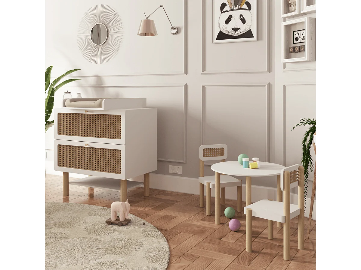 Commode bois enfant " Ochna " - 2 tiroirs - Blanc