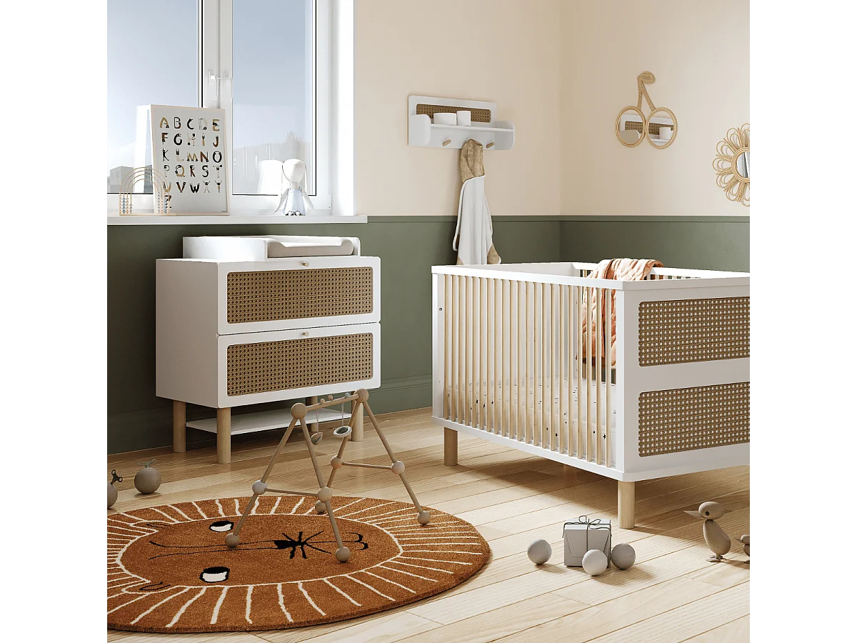 Commode bois enfant " Ochna " - 2 tiroirs - Blanc