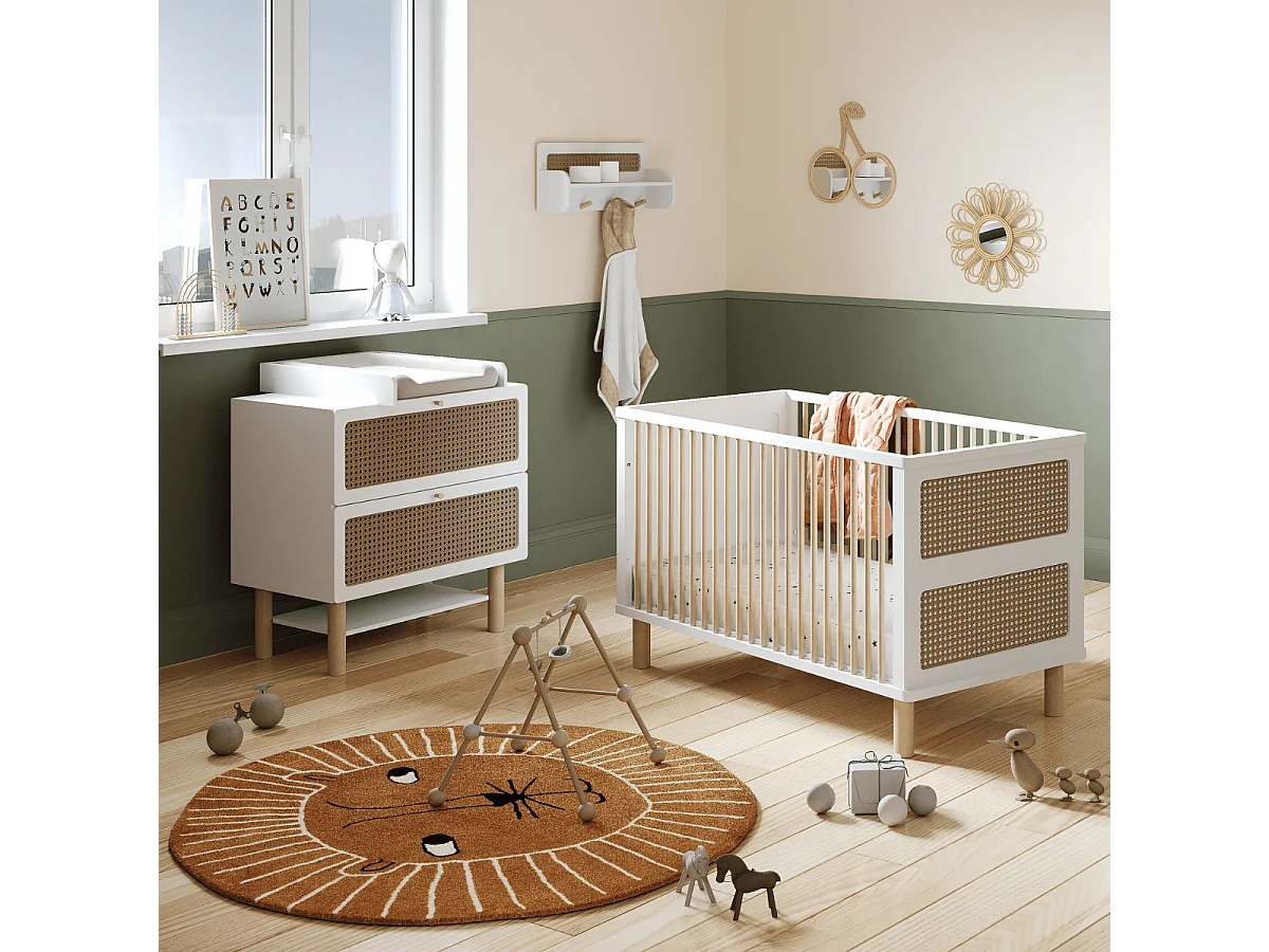 Commode bois enfant " Ochna " - 2 tiroirs - Blanc