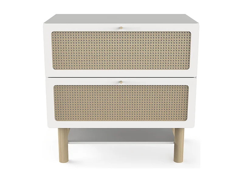 Commode bois enfant " Ochna " - 2 tiroirs - Blanc