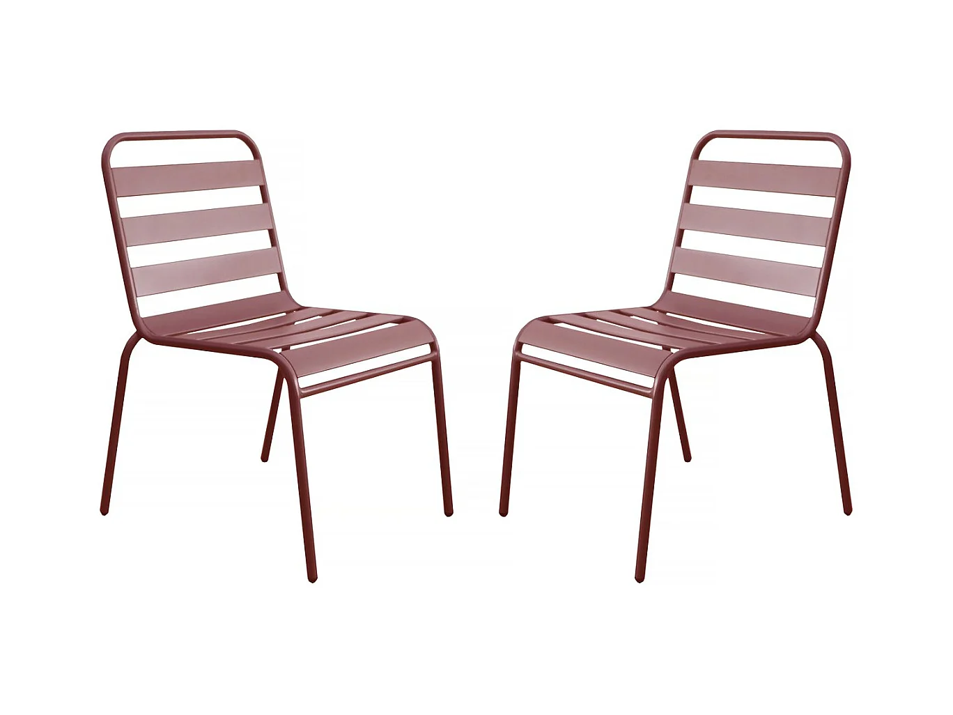 Lot de 2 chaises de jardin en métal empilables "Bilbao" - Terracotta