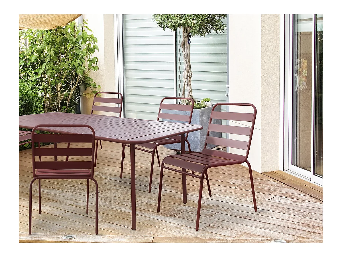 Lot de 2 chaises de jardin en métal empilables "Bilbao" - Terracotta