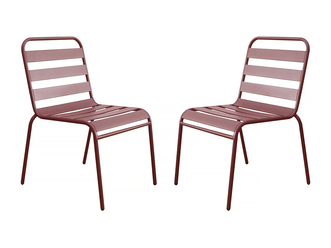 Lot de 2 chaises de jardin en métal empilables "Bilbao" - Terracotta