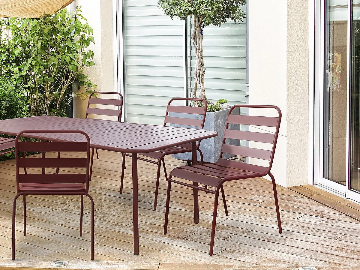 Lot de 2 chaises de jardin en métal empilables "Bilbao" - Terracotta