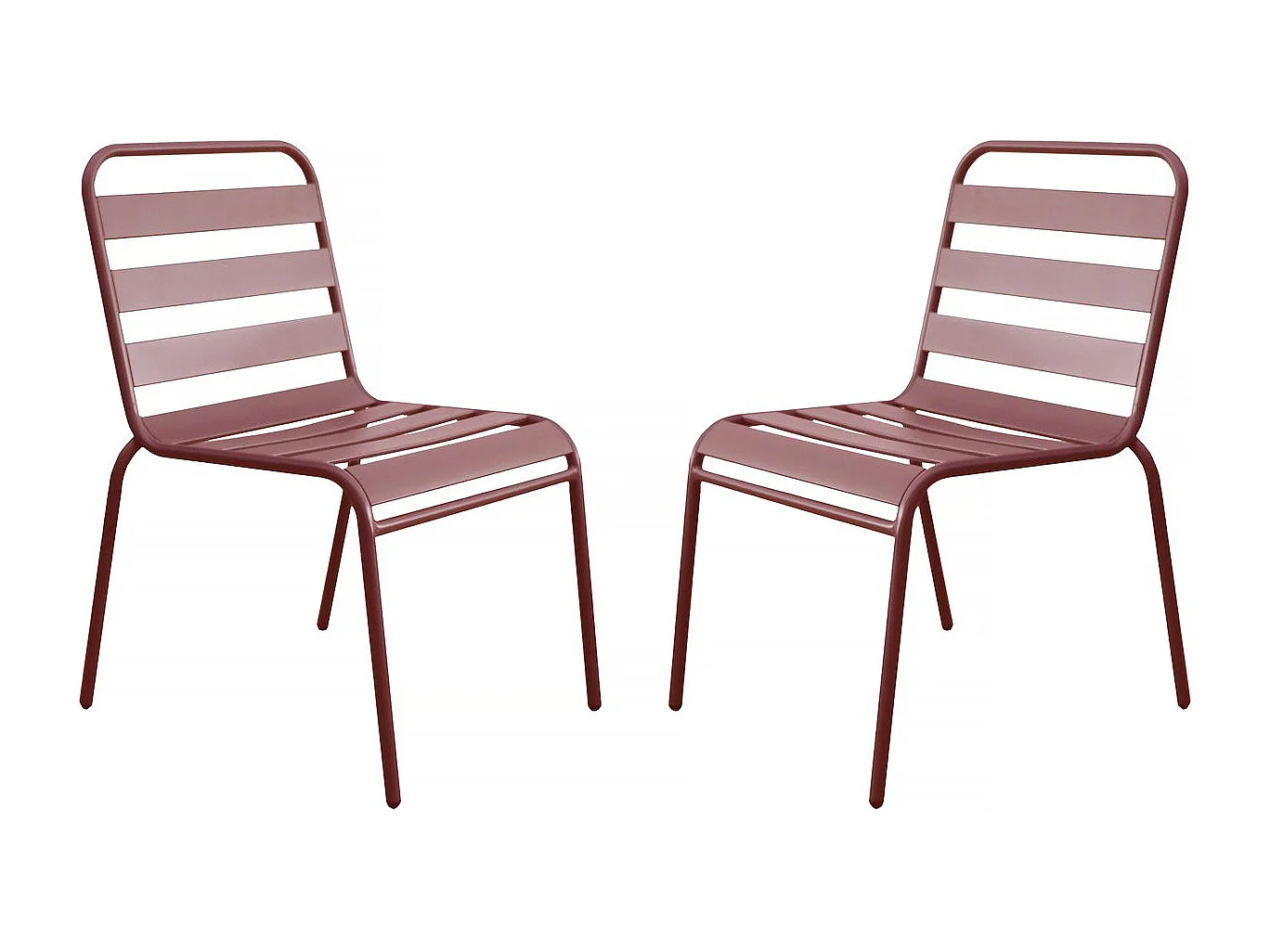 Lot de 2 chaises de jardin en métal empilables "Bilbao" - Terracotta