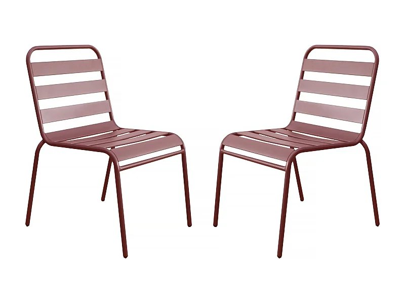 Lot de 2 chaises de jardin en métal empilables "Bilbao" - Terracotta