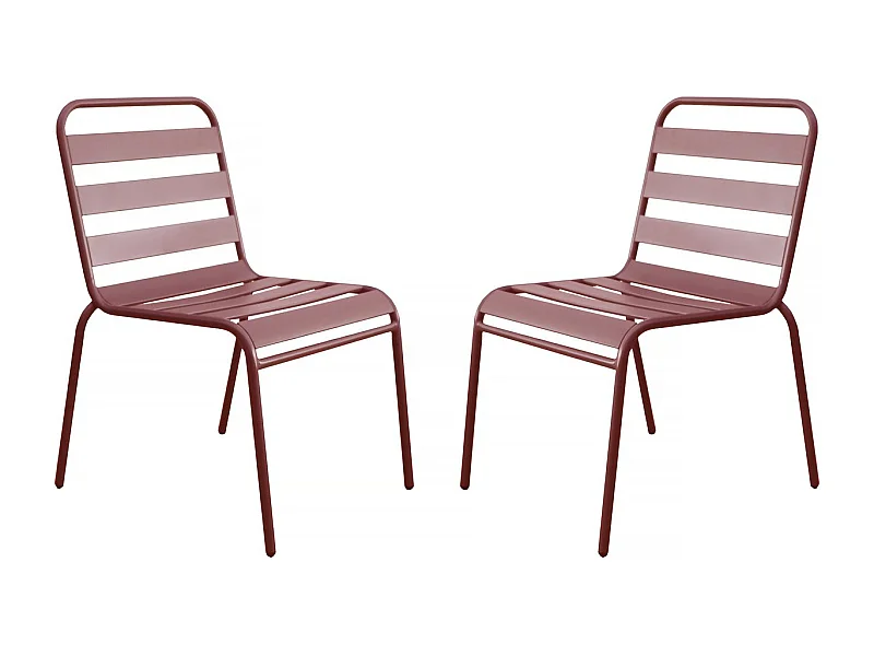 Set di 2 sedie da giardino impilabili in metallo "Bilbao" - Terracotta