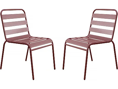 Set van 2 stapelbare metalen tuinstoelen "Bilbao" - Terracotta