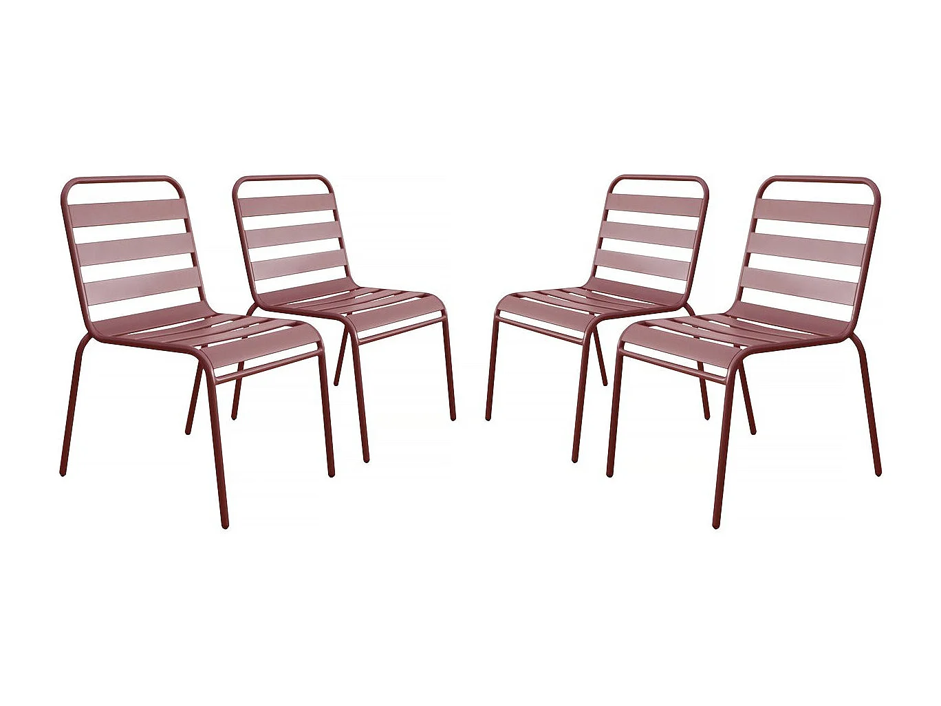 Set van 4 stapelbare metalen tuinstoelen "Bilbao" - Terracotta