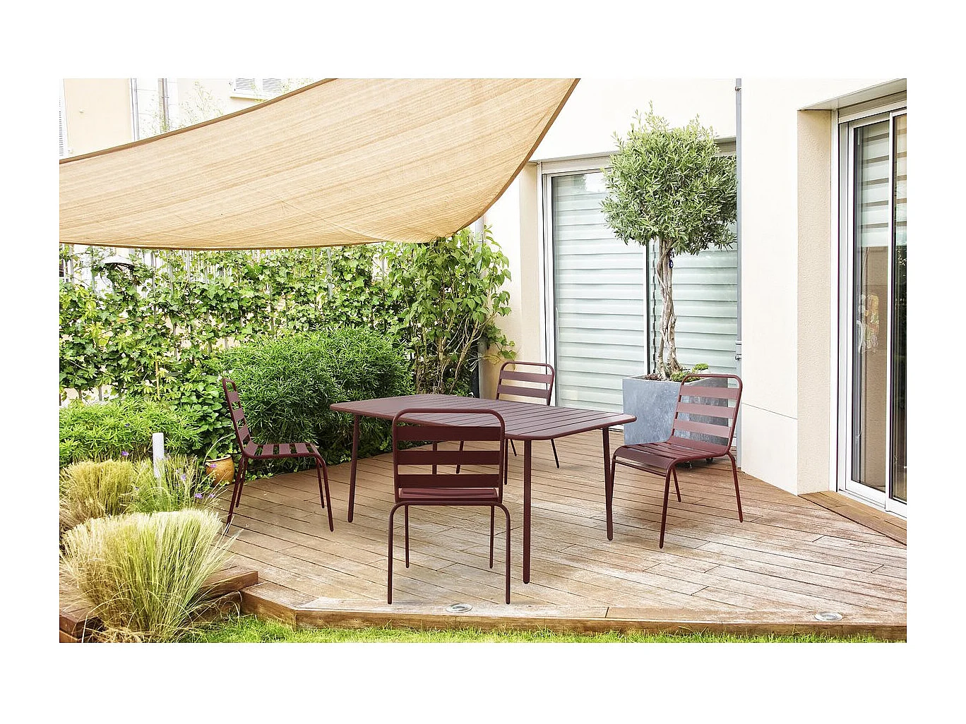 Set van 4 stapelbare metalen tuinstoelen "Bilbao" - Terracotta