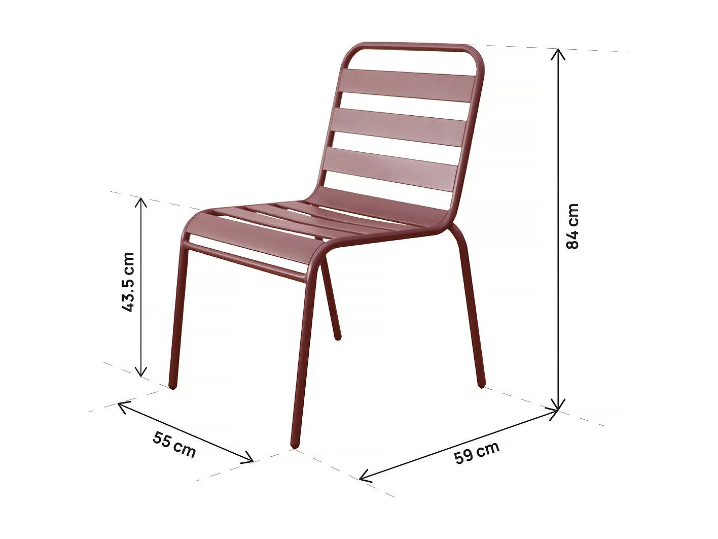 Set van 4 stapelbare metalen tuinstoelen "Bilbao" - Terracotta