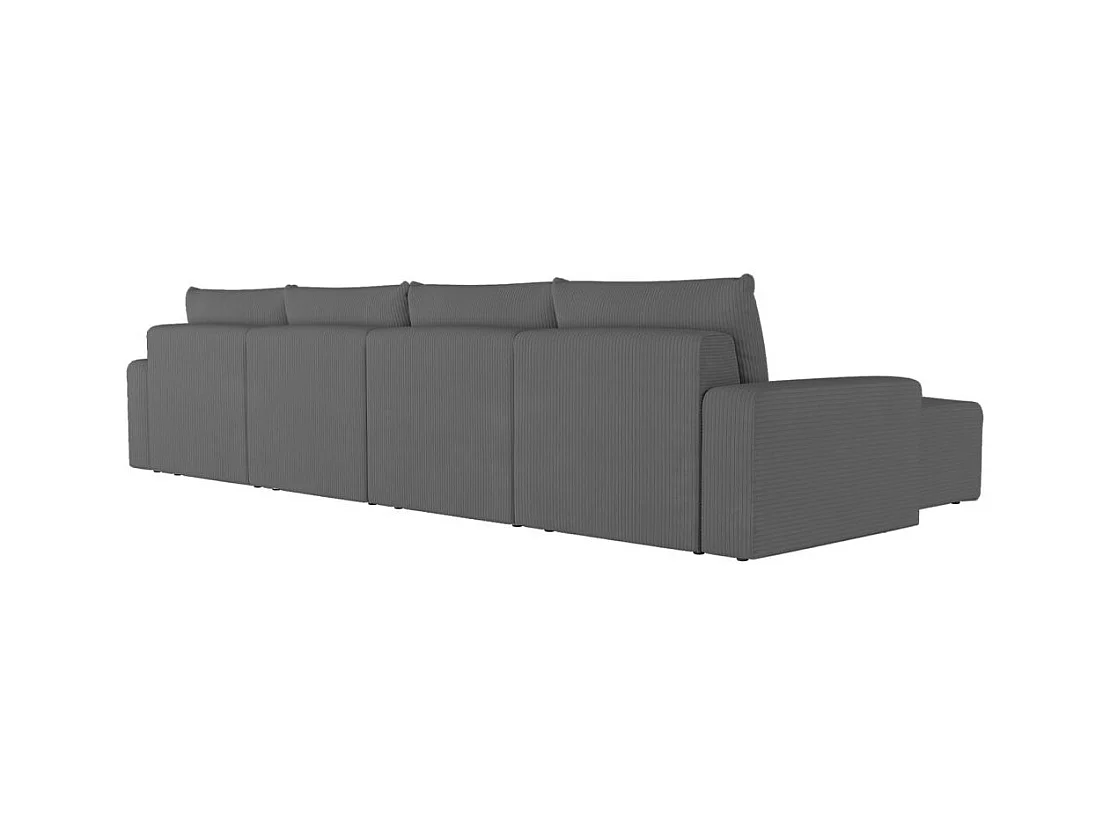 Canapé panoramique fixe 6 places ROMANE en velours côtelé - Gris