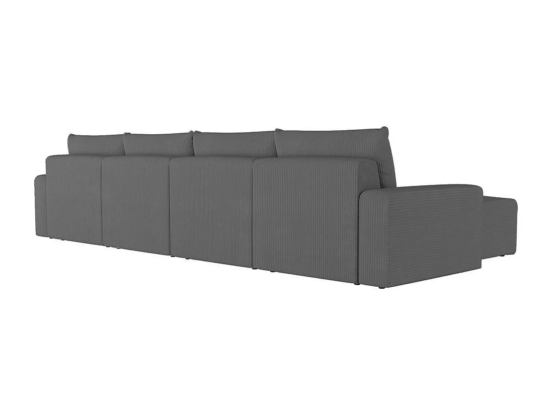 Canapé panoramique fixe 6 places ROMANE en velours côtelé - Gris