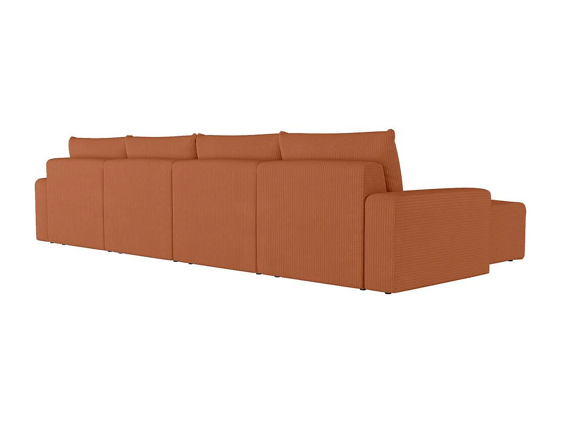 Canapé panoramique fixe 6 places ROMANE en velours côtelé - Terracotta