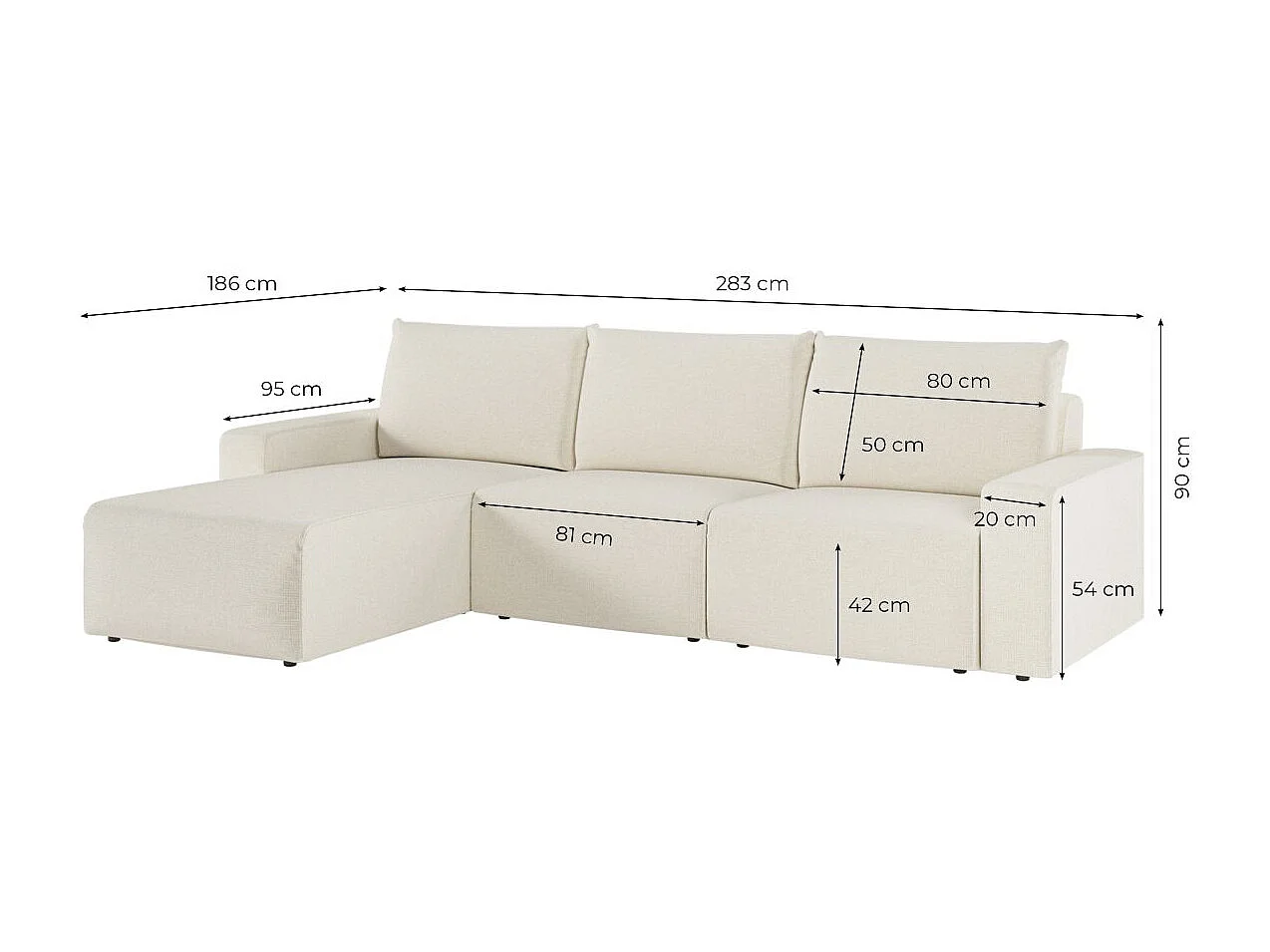 Canapé d'angle réversible 4 places ROMANE en tissu Easy Clean antitache - Gris