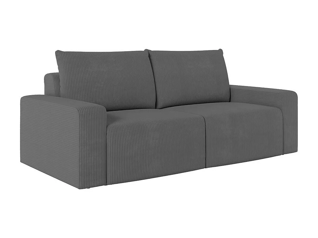 Canapé droit fixe 2 places ROMANE en velours côtelé - Gris