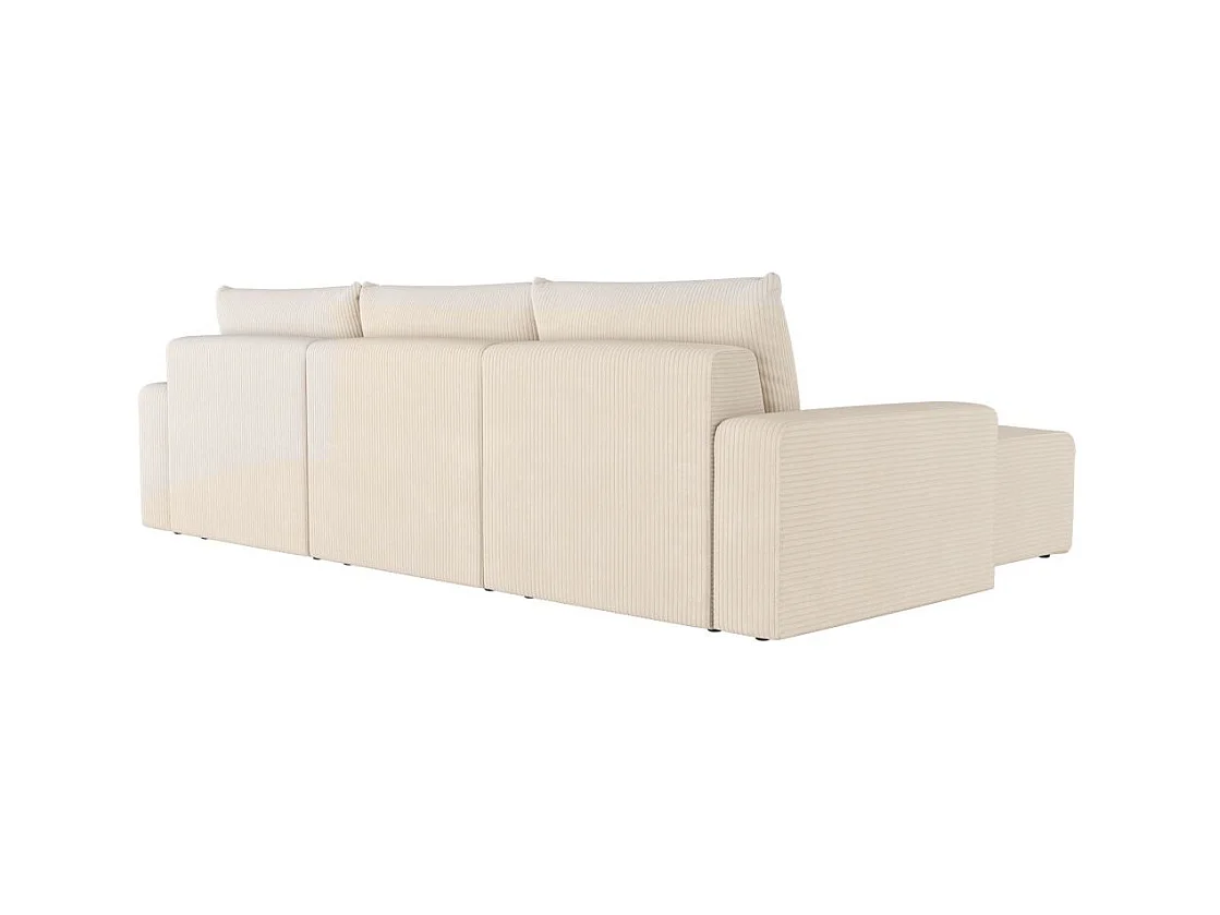 Canapé d'angle réversible 4 places ROMANE en velours côtelé - Beige