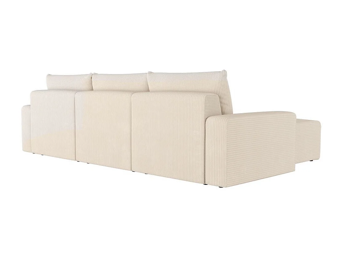 Canapé d'angle réversible 4 places ROMANE en velours côtelé - Beige