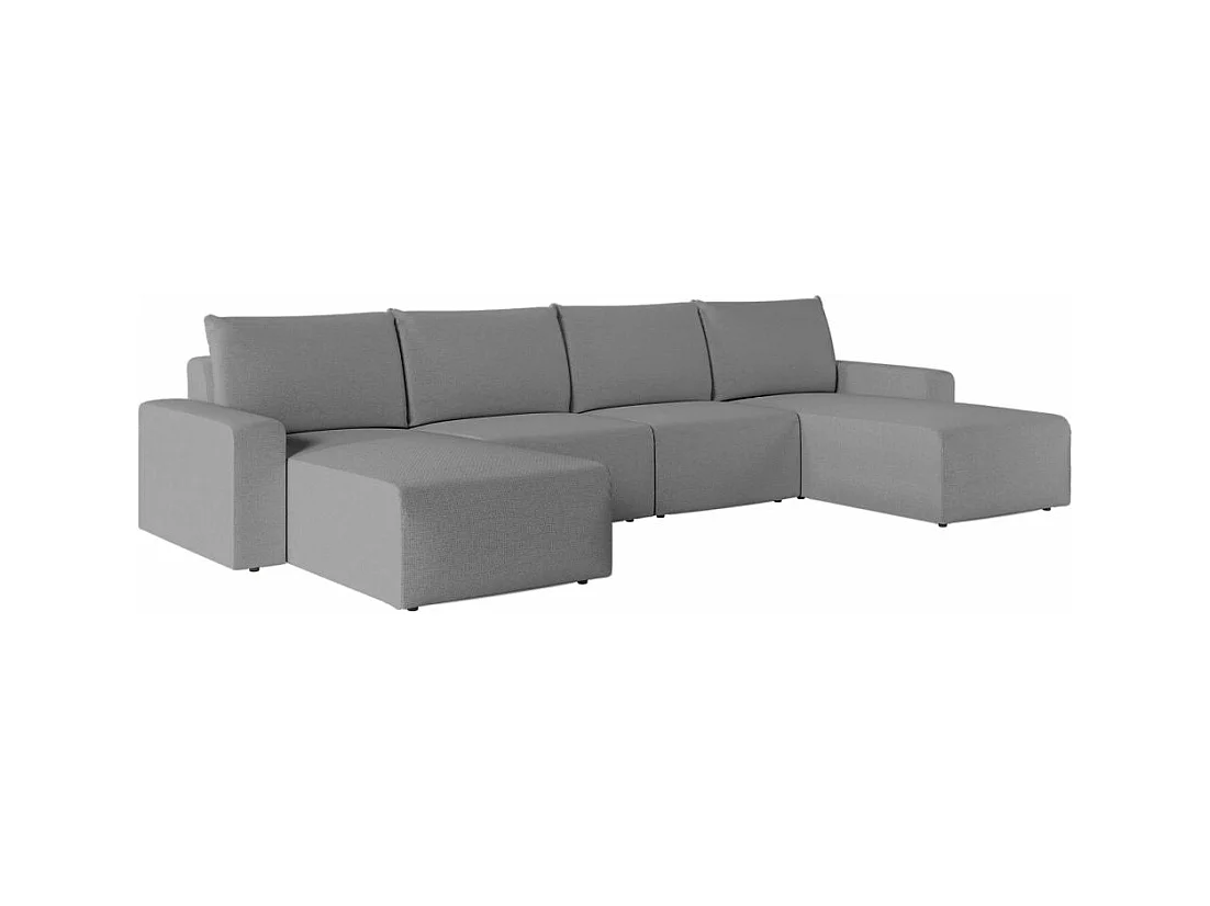 Canapé panoramique fixe 6 places ROMANE en tissu Easy Clean antitache - Gris