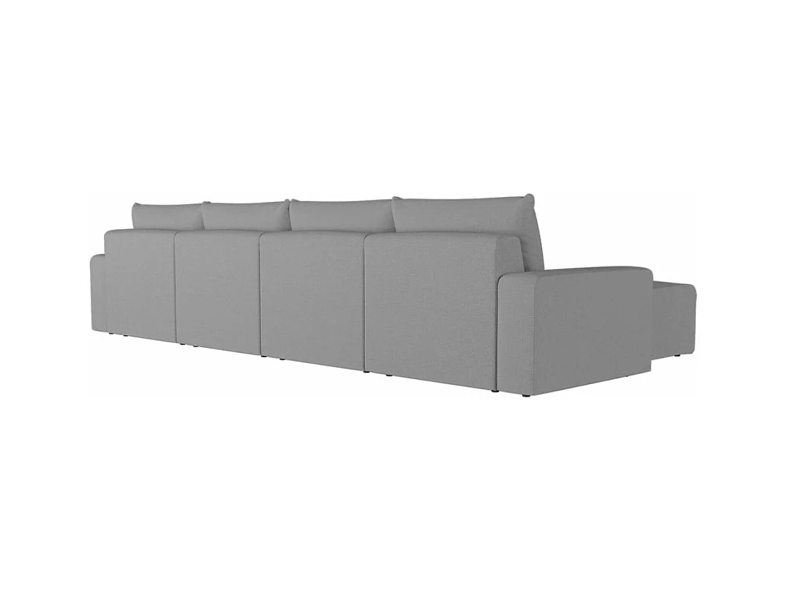 Canapé panoramique fixe 6 places ROMANE en tissu Easy Clean antitache - Gris