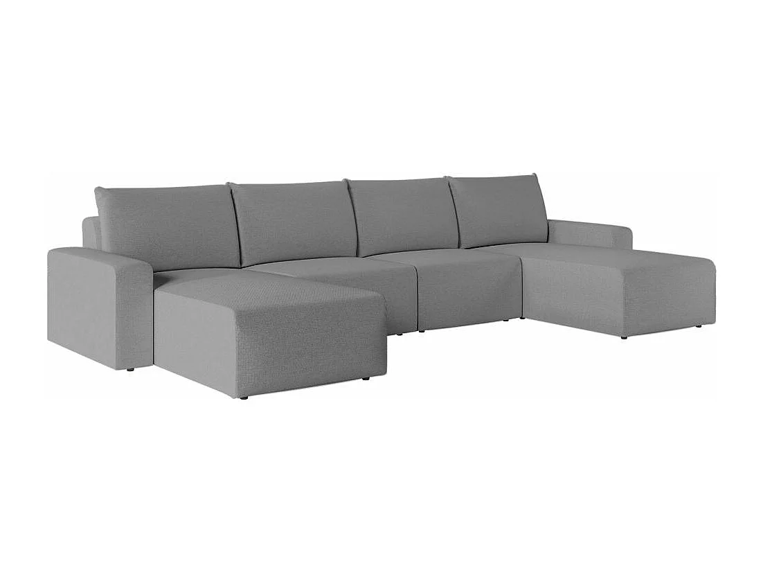 Canapé panoramique fixe 6 places ROMANE en tissu Easy Clean antitache - Gris