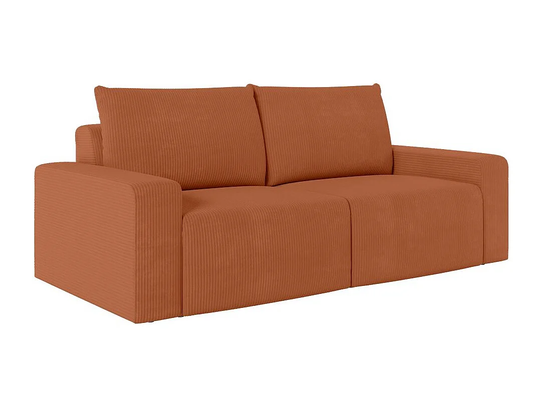 Canapé droit fixe 2 places ROMANE en velours côtelé - Terracotta