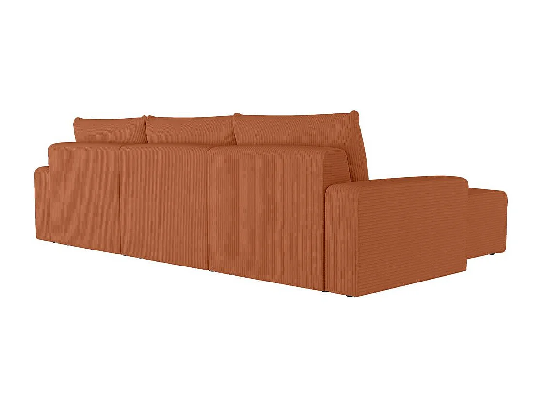 Canapé d'angle réversible 4 places ROMANE en velours côtelé - Terracotta