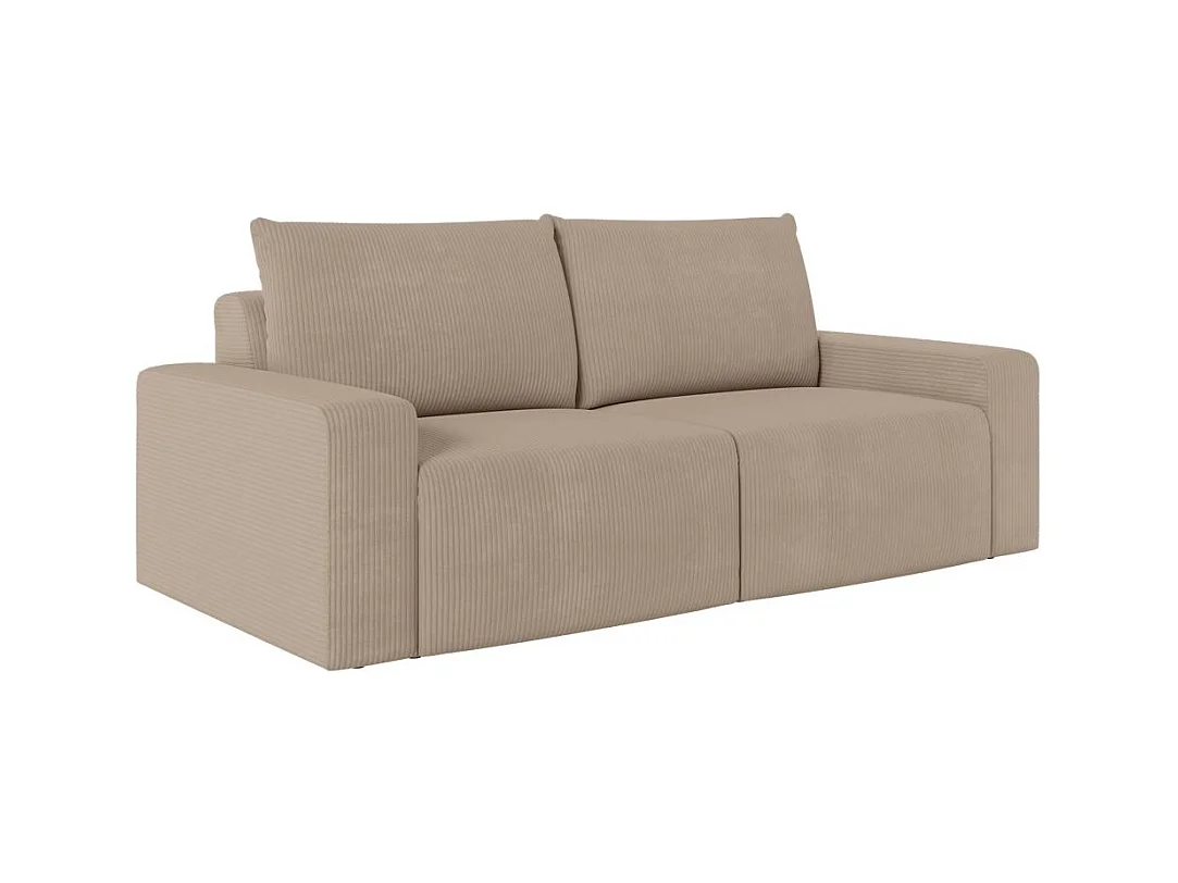 Canapé droit fixe 2 places ROMANE en velours côtelé - Taupe