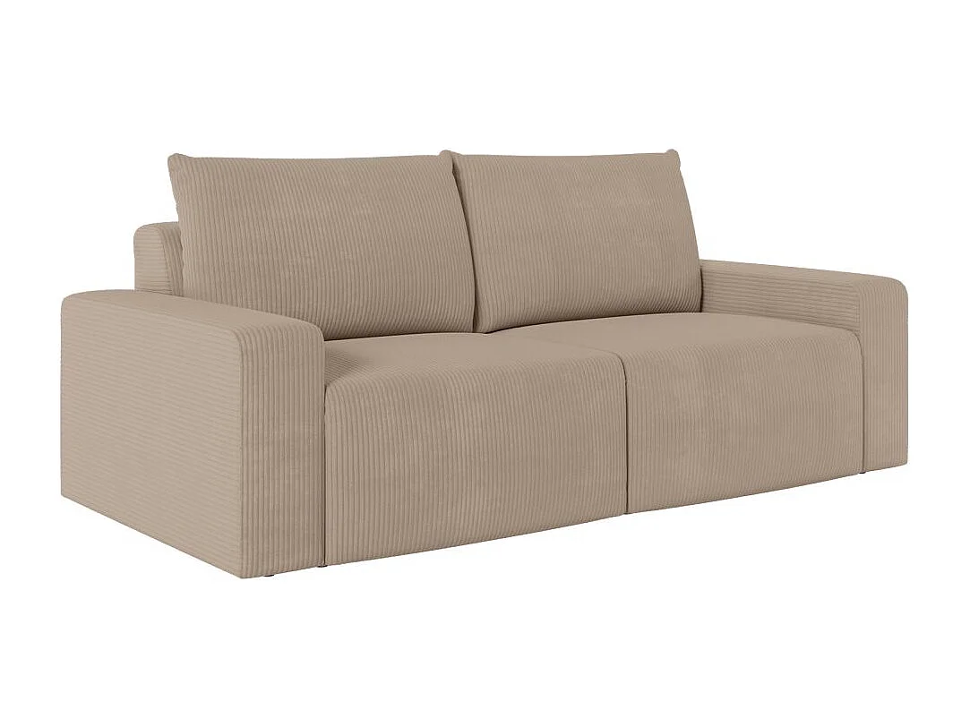 Canapé droit fixe 2 places ROMANE en velours côtelé - Taupe