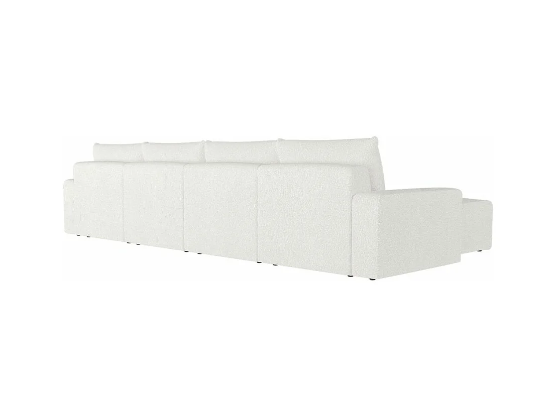 Canapé panoramique fixe 6 places ROMANE en tissu bouclette - Blanc