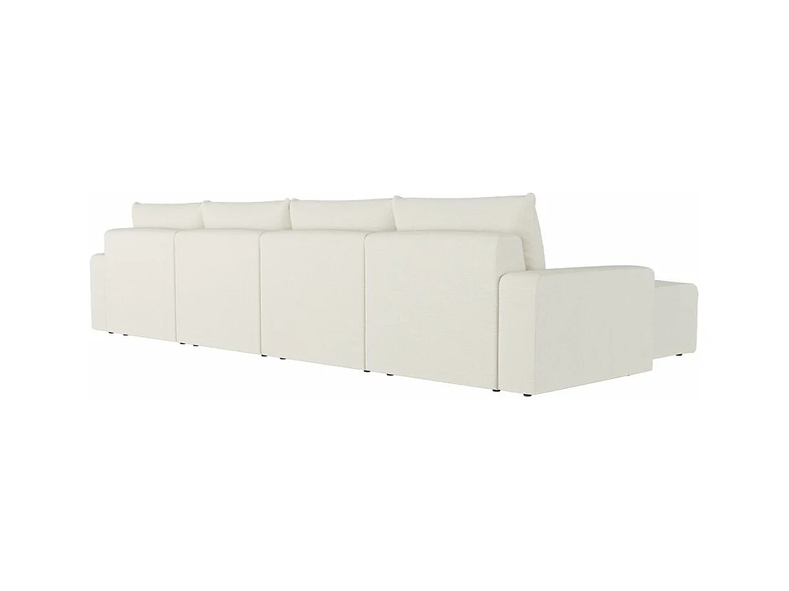 Canapé panoramique fixe 6 places ROMANE en tissu Easy Clean antitache - Beige