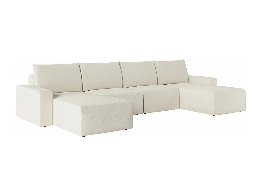 Canapé panoramique fixe 6 places ROMANE en tissu Easy Clean antitache - Beige