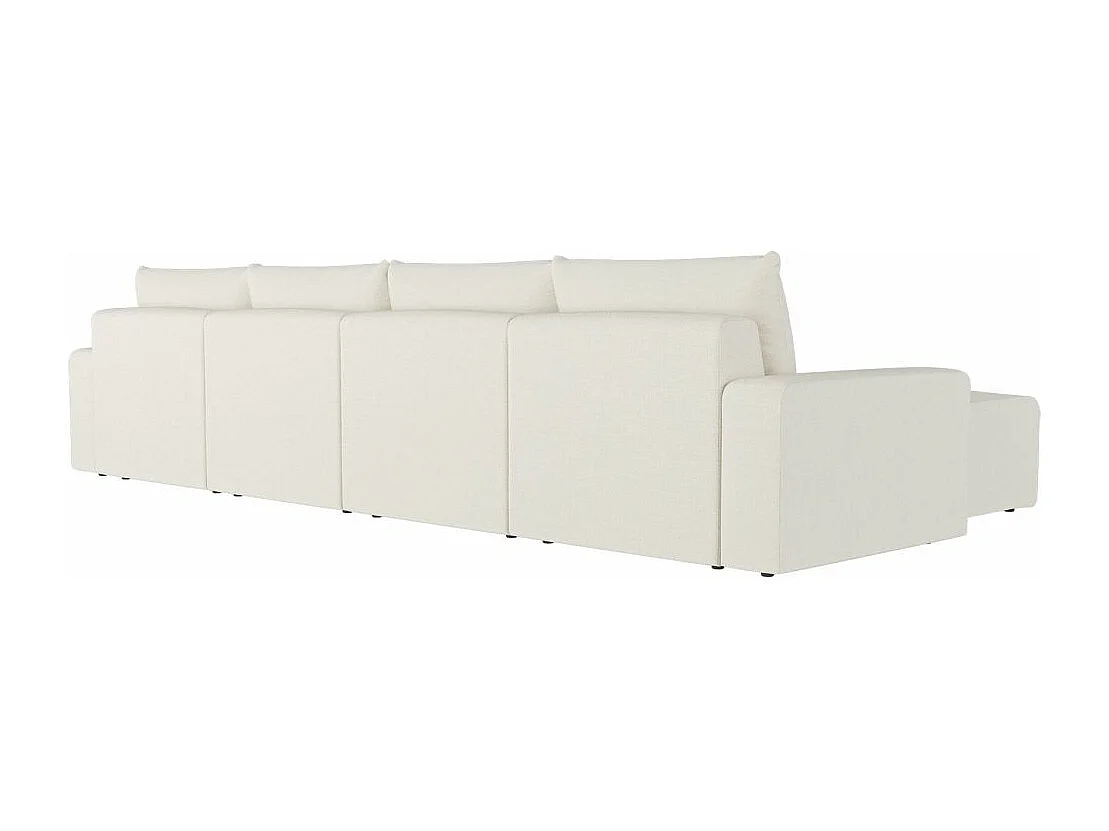 Canapé panoramique fixe 6 places ROMANE en tissu Easy Clean antitache - Beige