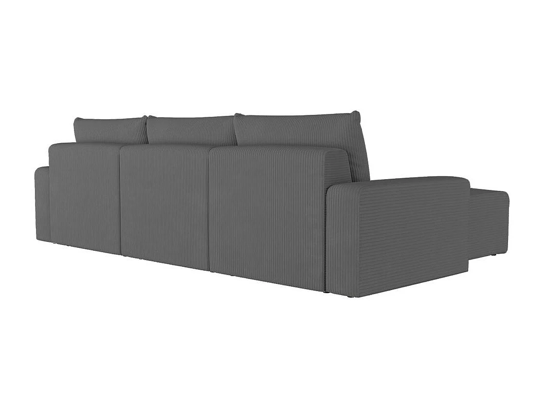Canapé d'angle réversible 4 places ROMANE en velours côtelé - Gris