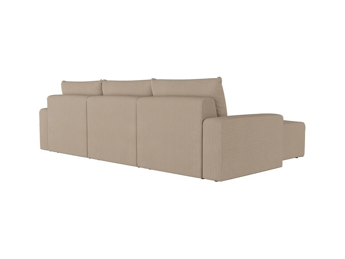 Canapé d'angle réversible 4 places ROMANE en velours côtelé - Taupe