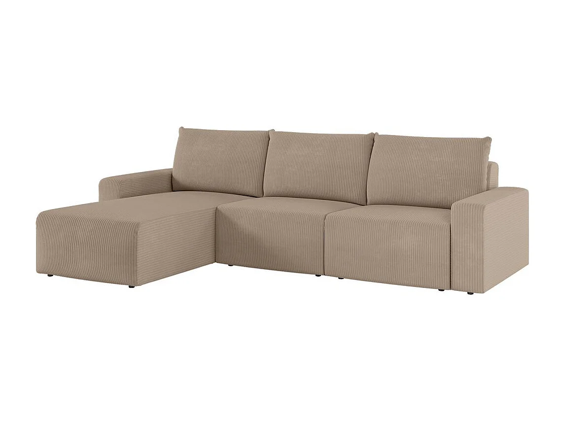 Canapé d'angle réversible 4 places ROMANE en velours côtelé - Taupe
