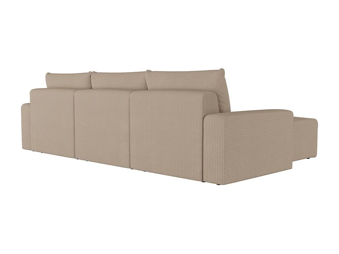 Canapé d'angle réversible 4 places ROMANE en velours côtelé - Taupe