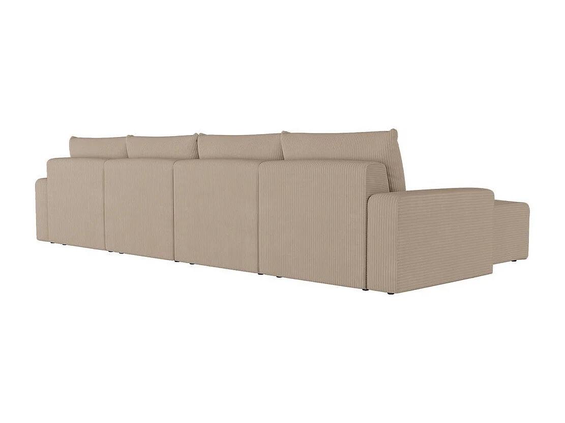 Canapé panoramique fixe 6 places ROMANE en velours côtelé - Taupe