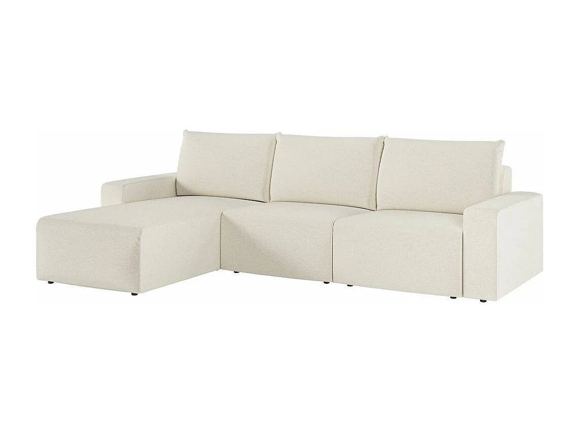 Canapé d'angle réversible 4 places ROMANE en tissu Easy Clean antitache - Beige