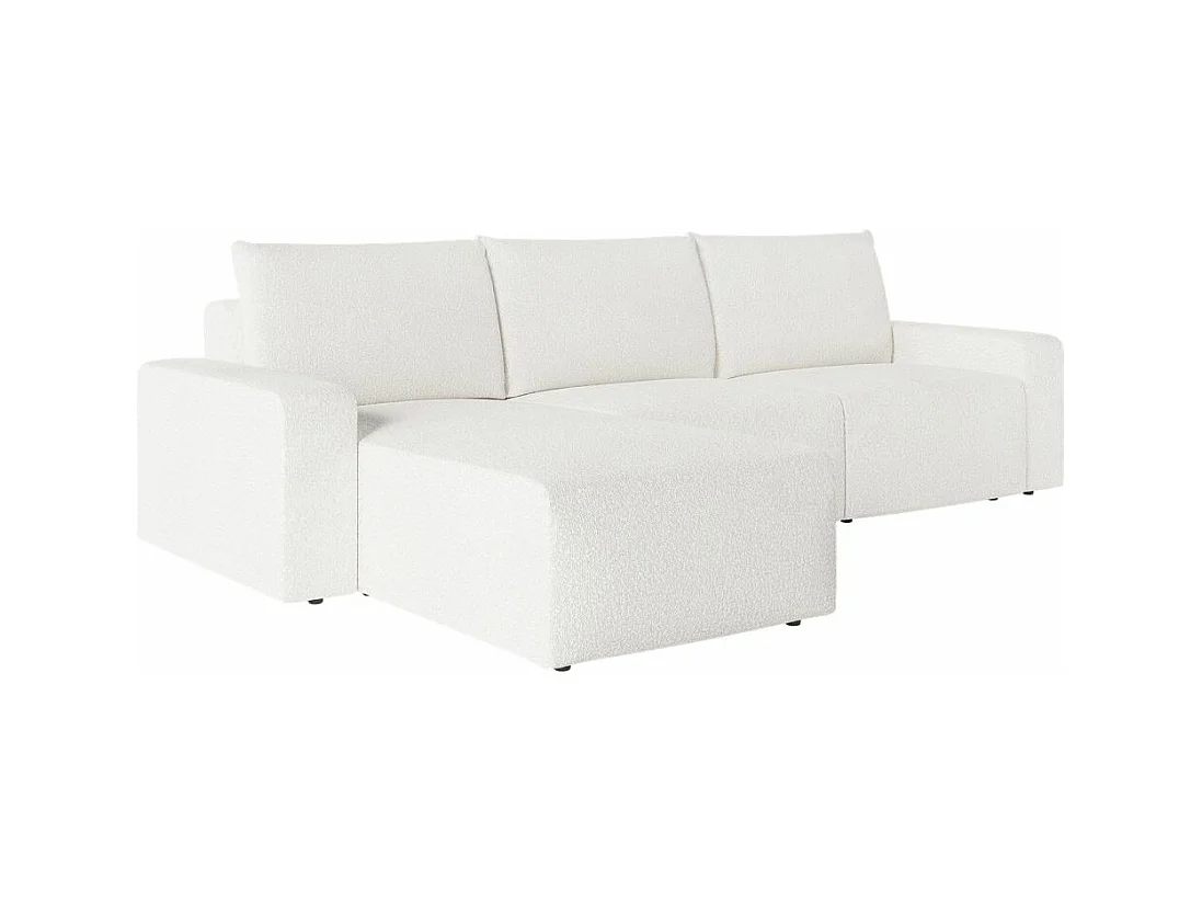 Canapé d'angle réversible 4 places ROMANE en tissu bouclette - Blanc
