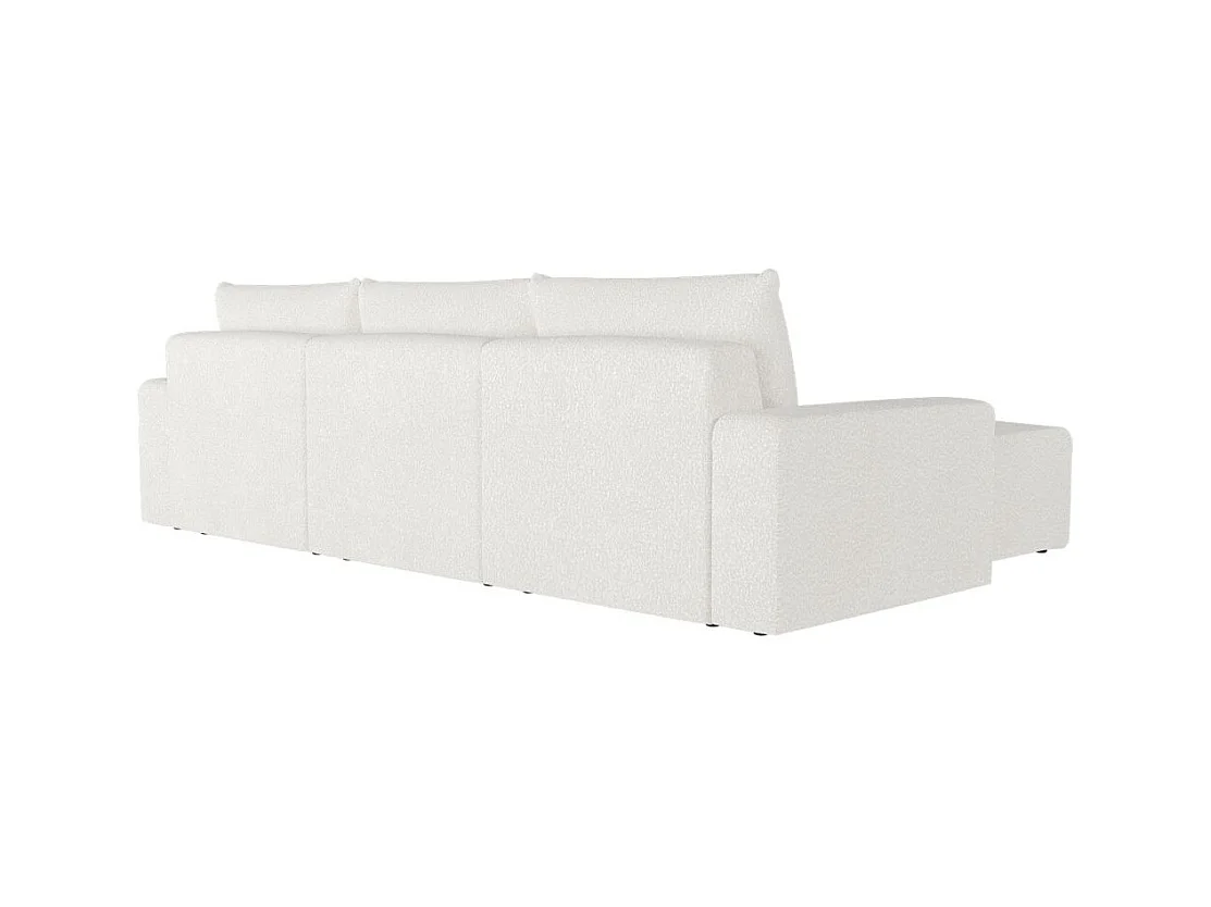 Canapé d'angle réversible 4 places ROMANE en tissu bouclette - Blanc