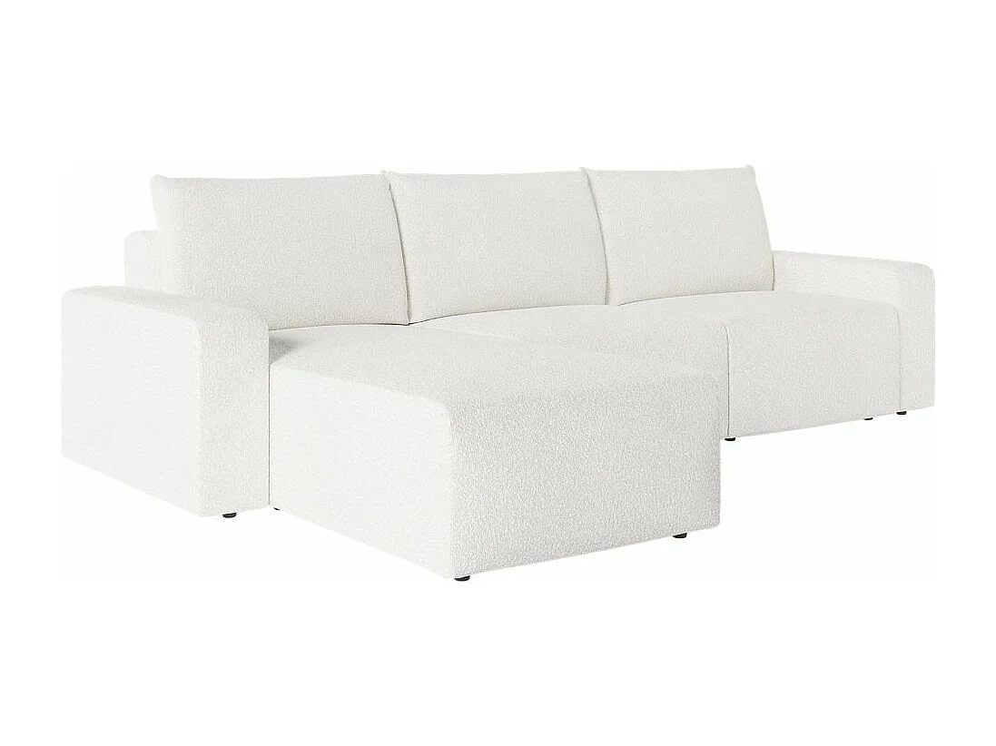 Canapé d'angle réversible 4 places ROMANE en tissu bouclette - Blanc