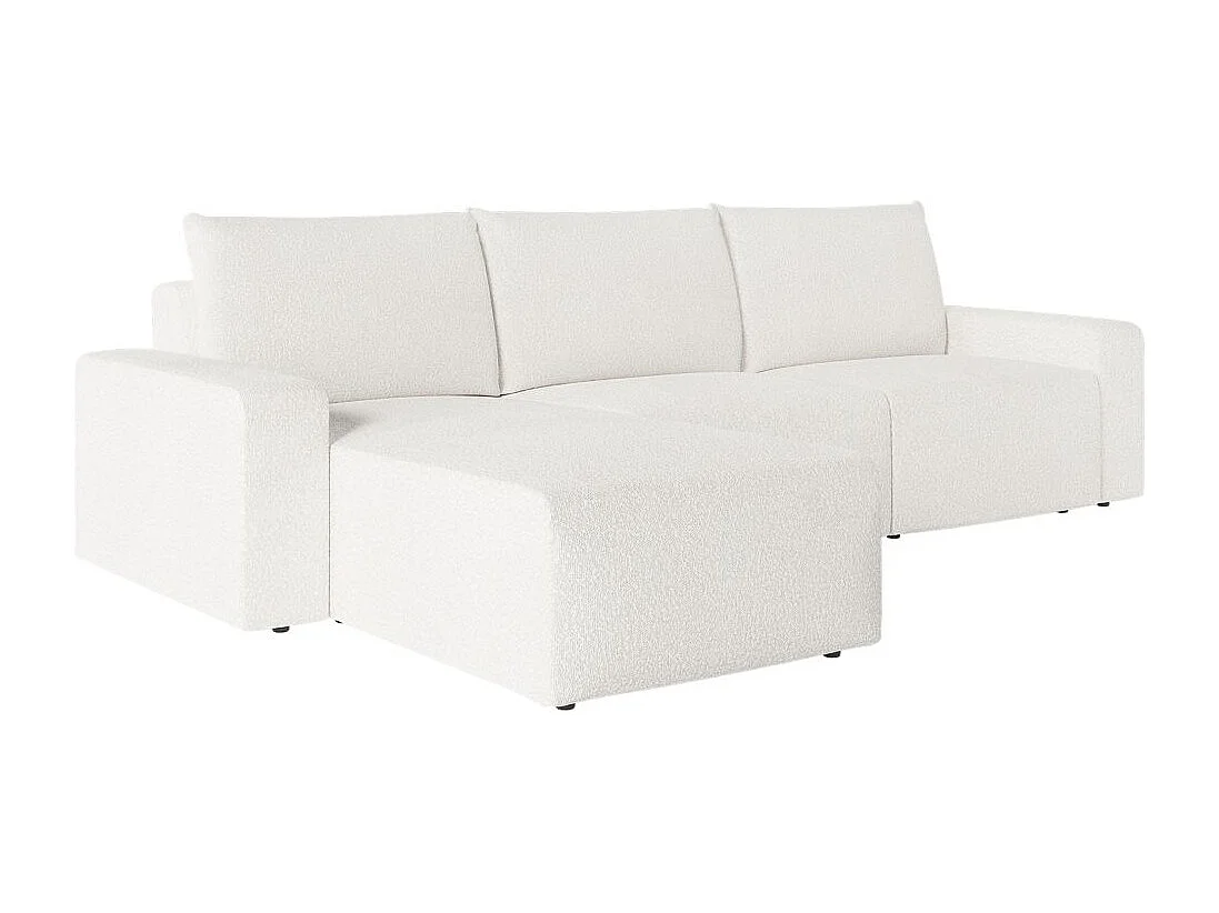 Canapé d'angle réversible 4 places ROMANE en tissu bouclette - Blanc