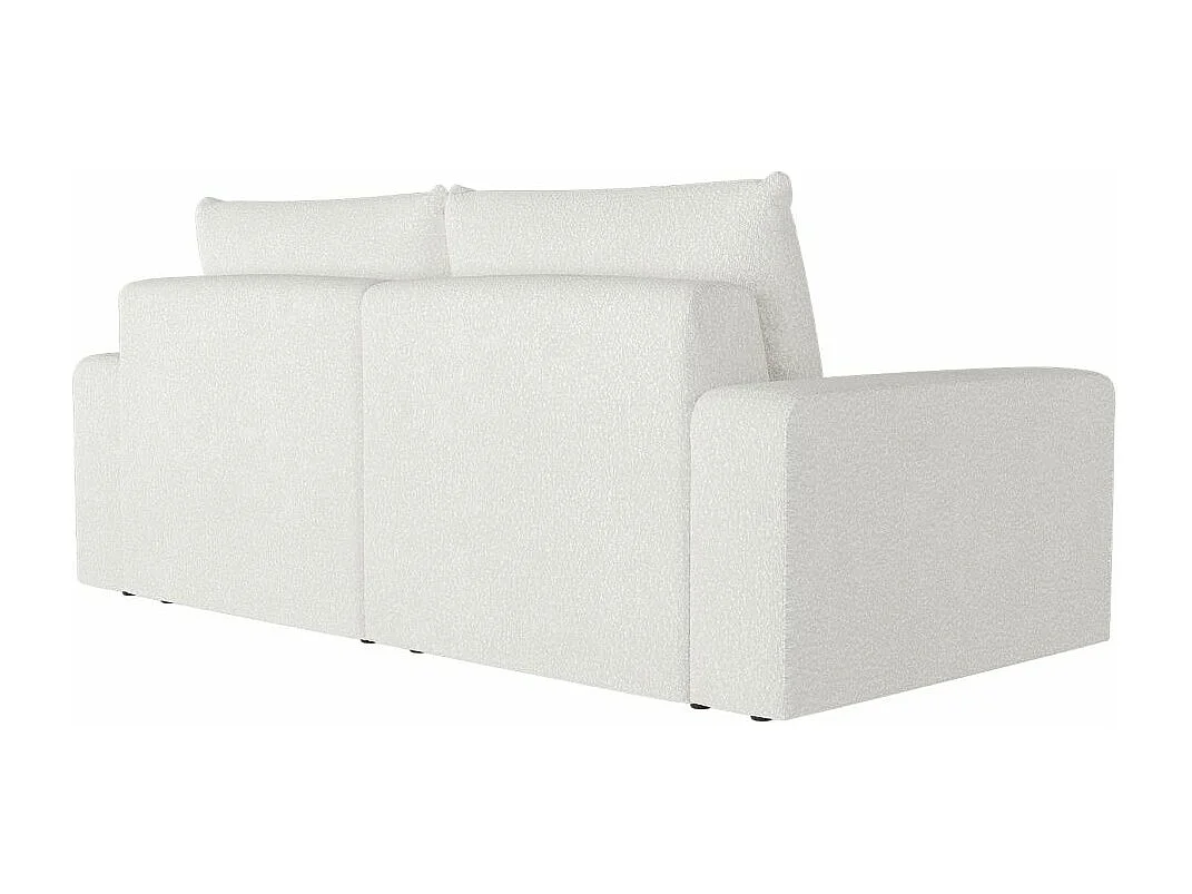 Canapé droit fixe 2 places ROMANE en tissu bouclette - Blanc