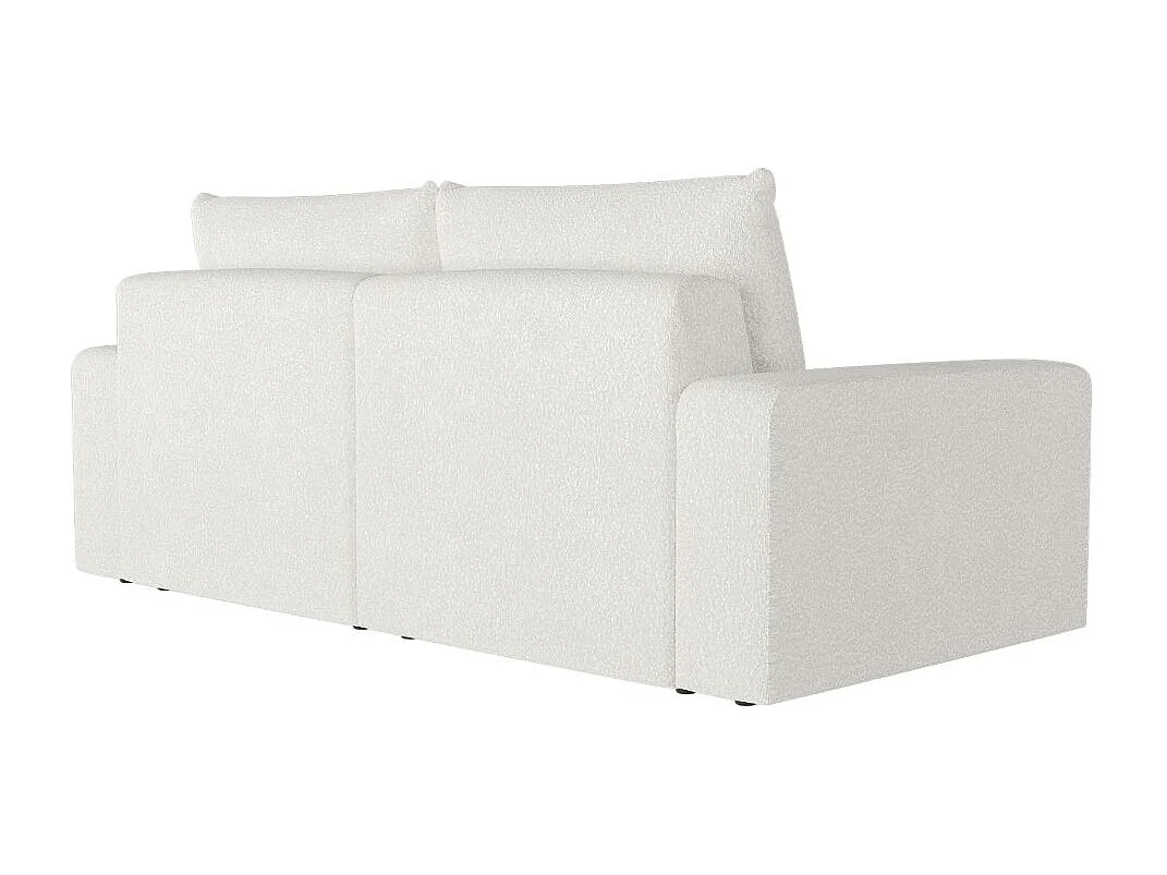 Canapé droit fixe 2 places ROMANE en tissu bouclette - Blanc