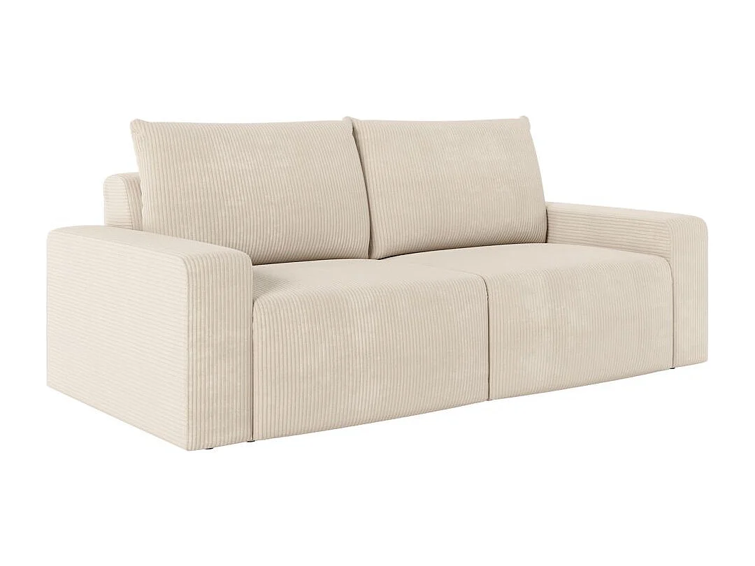 Canapé droit fixe 2 places ROMANE en velours côtelé - Beige